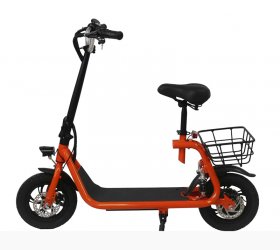 Electric Scooter for Adults - Foldable Scooter with Seat & Carry Basket - 350W Brushless Motor